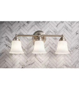 Ashhurst 3-Light Brushed Nickel Classic Traditional Bathroom Vanity Light with Frosted Glass Shades