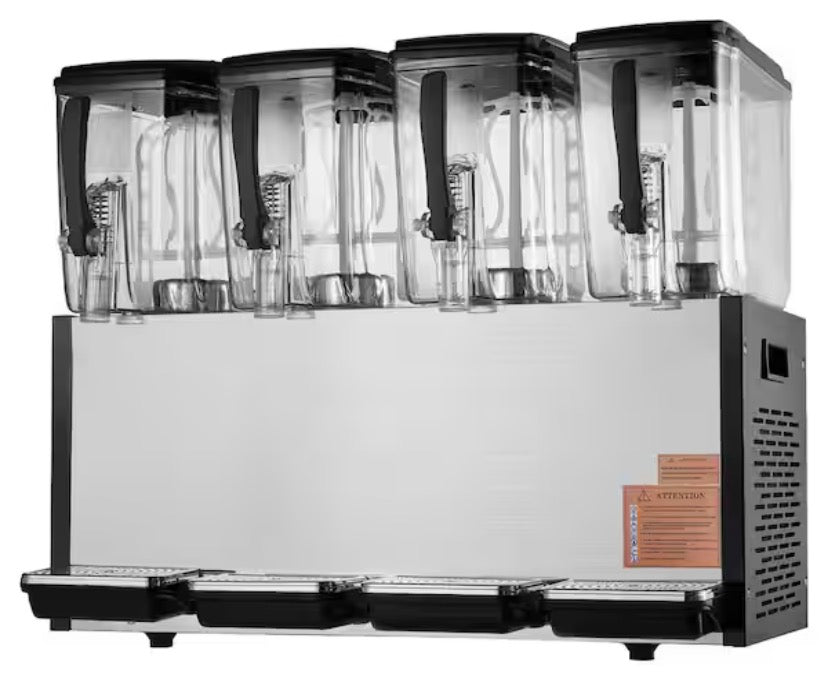 4 Tanks 12L Commercial Beverage Dispenser, Juice Tea Drink Machine, 510W Stainless Steel, 45Â°F-54Â°F Cooling