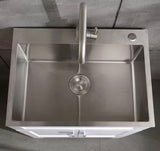 24 in. Drop-In Silver Laundry Utility Sink, Brushed Stainless Steel with Faucet and Drain