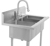 38 in. W x 24 in. D Freestanding Stainless Steel 3-Compartment Commercial Laundry/Utility Sink with Faucet and Drain