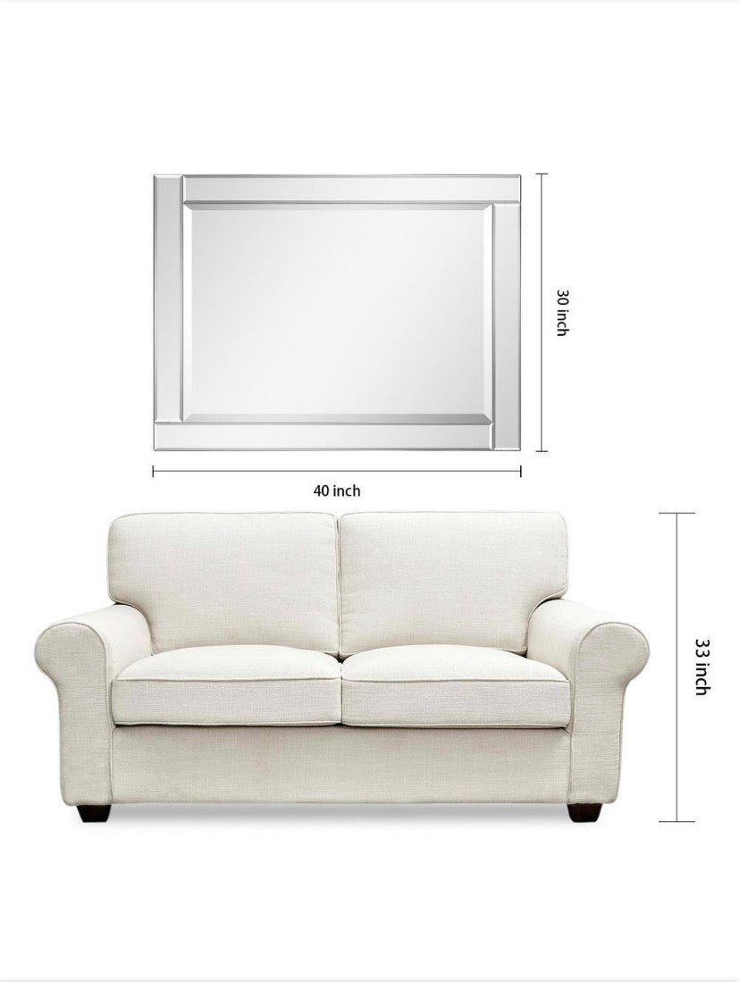 Medium Rectangle Clear Beveled Glass Contemporary Mirror (40 in. H x 30 in. W)