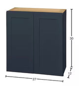 Avondale 27 in. W x 12 in. D x 42 in. H Ready to Assemble Plywood Shaker Wall Kitchen Cabinet in Ink Blue