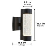 Ansel 11.3 in. Black Modern Bubble Glass Integrated LED Hardwired Garage and Porch Outdoor Wall Light Cylinder Sconce