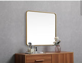 Timeless Home 30 in. W x 30 in. H x Modern Soft Corner Metal Square Brass Mirror
