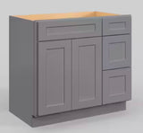 36 in. W x 21 in. D x 34.5 in. H in Shaker Grey Plywood Ready to Assemble Floor Vanity Sink Base Kitchen Cabinet
