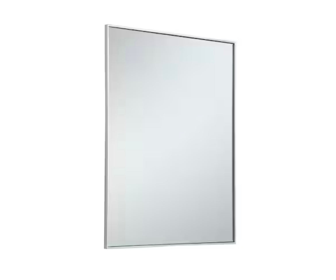 Timeless Home 36 in. W x 48 in. H x Contemporary Metal Framed Rectangle Silver Mirror