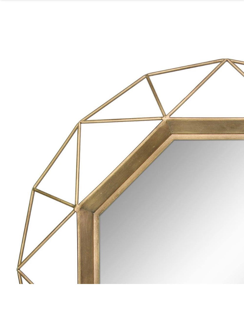 Medium Round Gold Art Deco Mirror (29.75 in. H x 29.75 in. W)