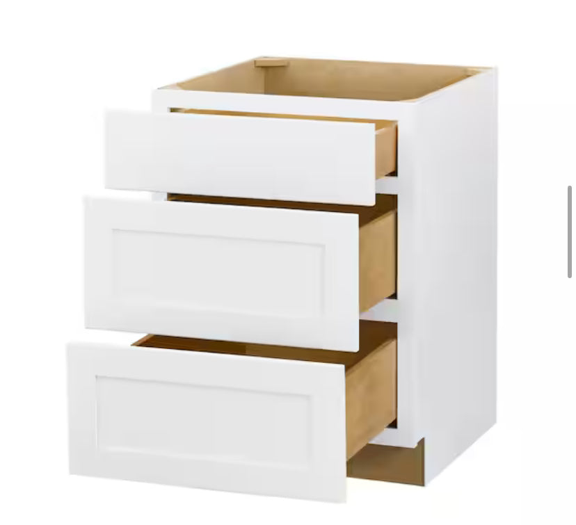 Avondale Shaker Alpine White Ready to Assemble Plywood 24 in Drawer Base Kitchen Cabinet (24 in W x 24 in D x 34.5 in H)