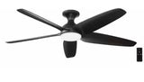 Ceva 54 in. Indoor/Outdoor Matte Black with Matte Black Blades Ceiling Fan with Adjustable White with Remote Included