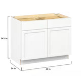 Emerson Pure White Base 2-Drawer with 2-Door Ready to Assemble Kitchen Cabinet (42 in. W x 34.5 in. H x 24-in. D)