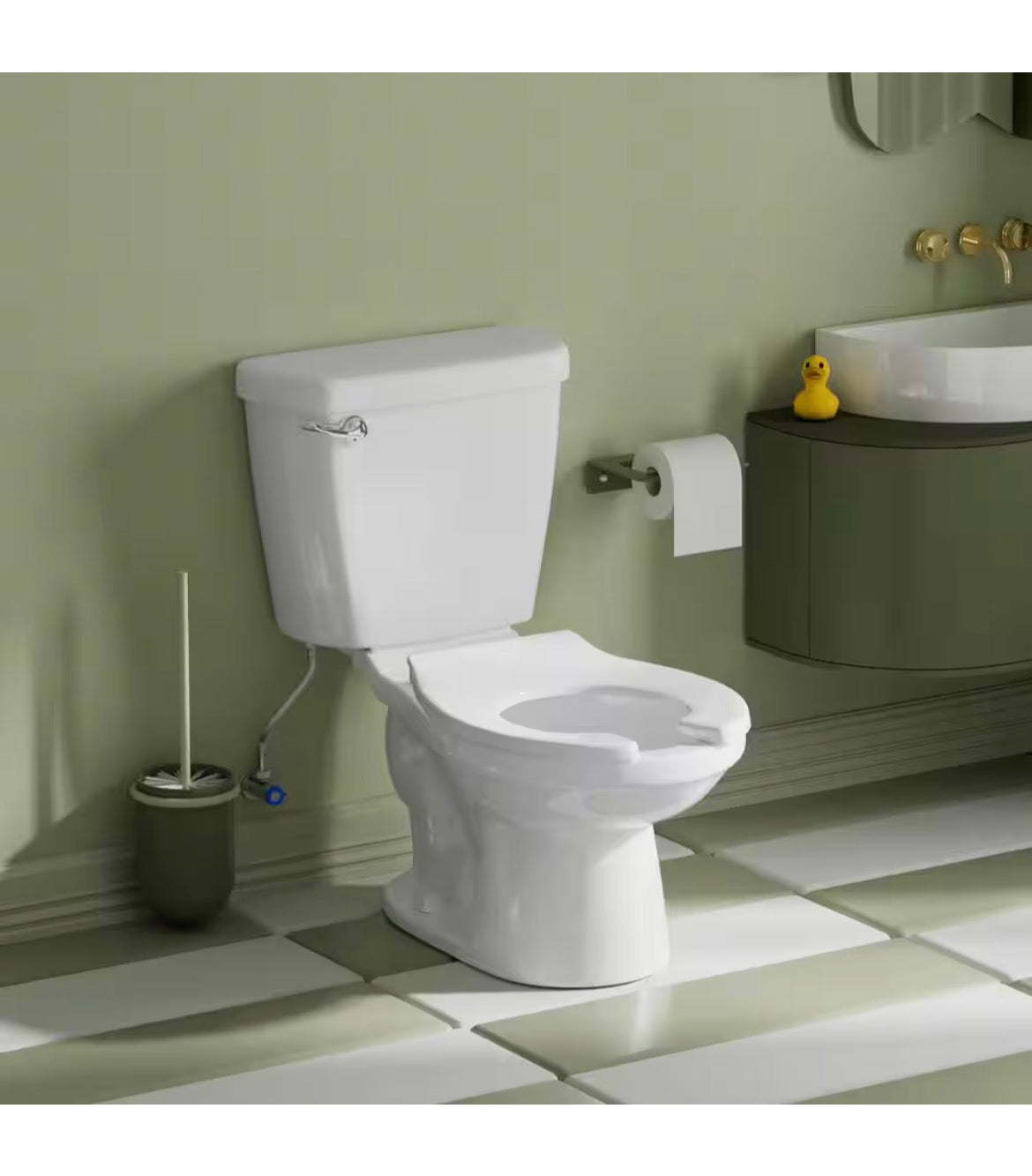 Baby Toilet 10 in. Rough-in 2-Piece 1.26 GPF Single Flush Round Toilet in White (Seat Includes)
