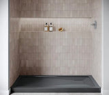 GB-2523-96-BL 42 in. x 34 in. Alcove Acrylic Shower Pan Base in Glossy Black with Right Drain, Drain Included