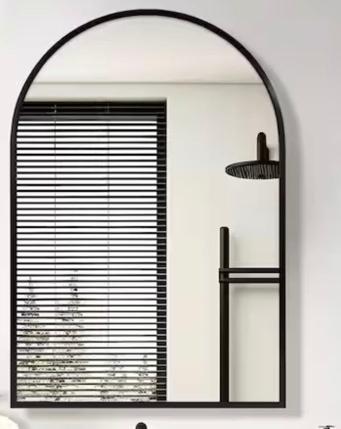 24 in. W x 36 in. H Arched Recessed/Surface Mount Medicine Cabinet with Mirror in Black