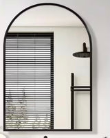 24 in. W x 36 in. H Arched Recessed/Surface Mount Medicine Cabinet with Mirror in Black