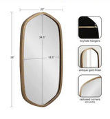 McLean 20 in. W. x 36 in. H Metal Gold Hexagon Modern Framed Decorative Wall Mirror