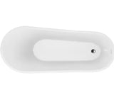 59 in. Acrylic Oval Slipper Flatbottom Freestanding Bathtub in Glossy White