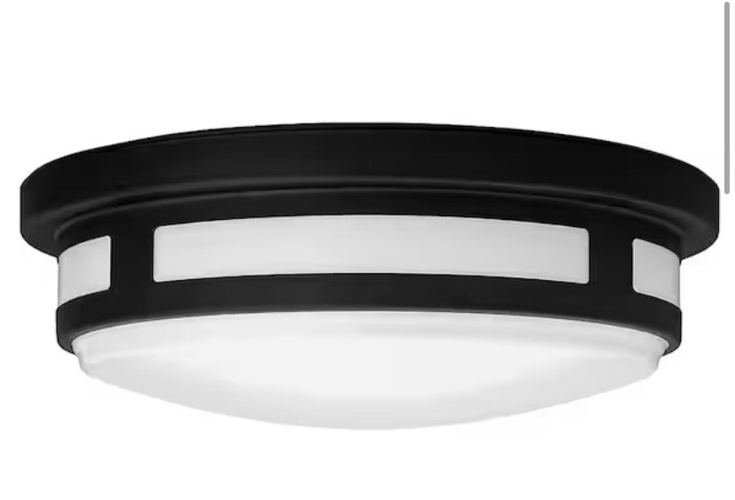 11 in. Round Black Integrated LED Indoor Outdoor Ceiling Light Flush Mount Adjustable CCT 830 Lumens Wet Rated