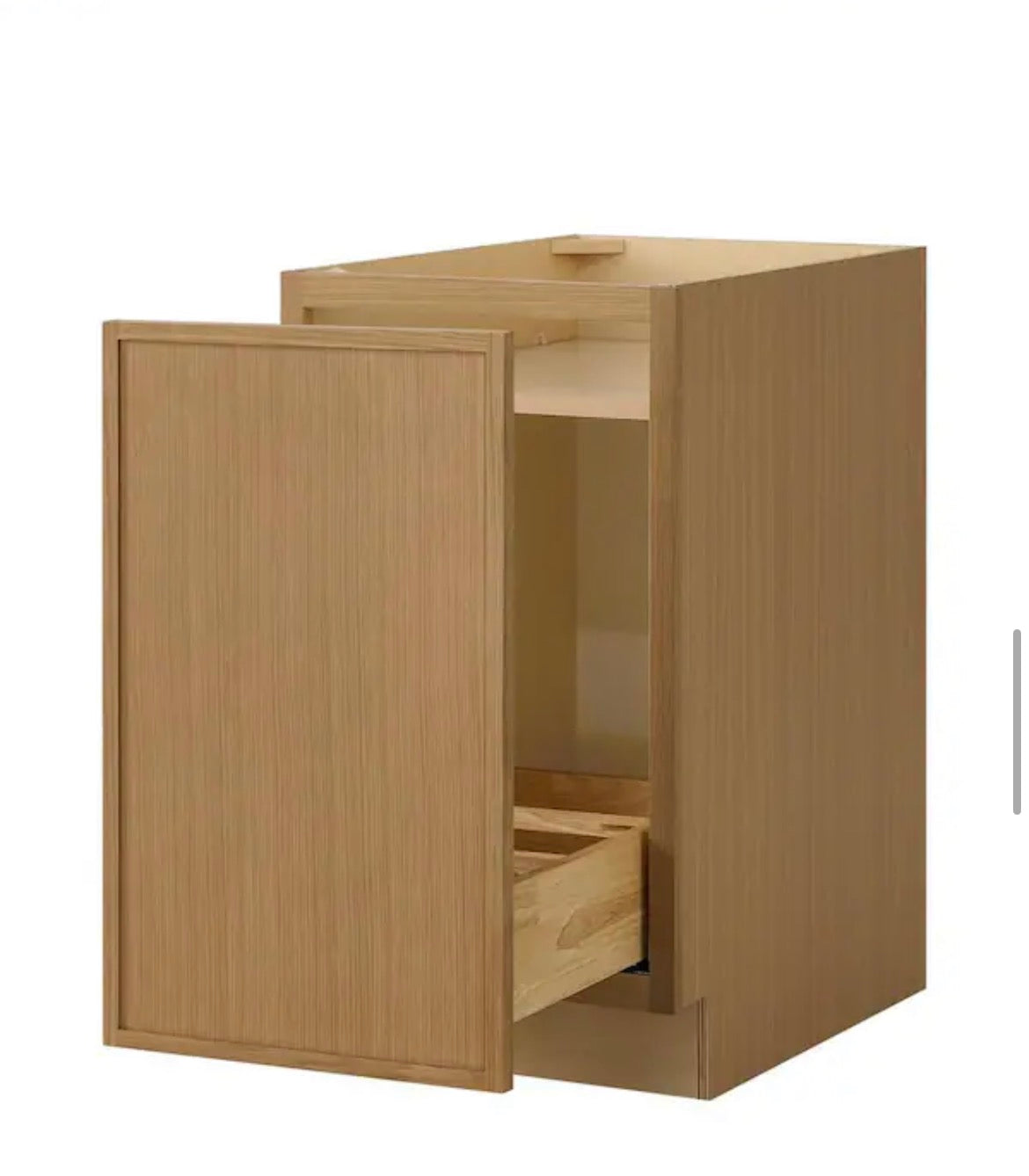 Leyton 18 in W x 24 in D x 34.5 in H Ready to Assemble Plywood Slim Shaker Double Trash Can Kitchen Cabinet in White Oak
