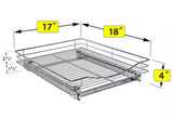 Slide Out Cabinet Organizer - Pull Out Under Cabinet Sliding Shelf - 17 in. Wide x 18 in. Deep - Chrome