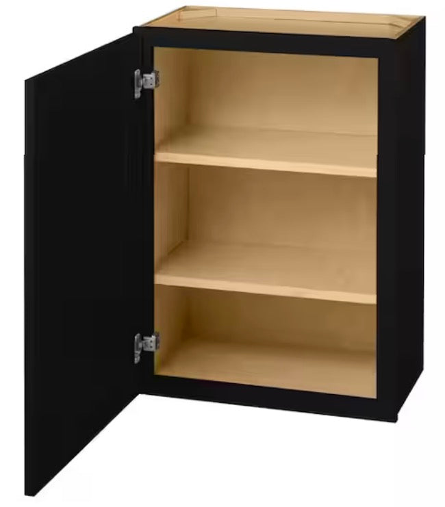 Avondale 21 in. W x 12 in. D x 42 in. H Ready to Assemble Plywood Shaker Wall Kitchen Cabinet in Raven Black