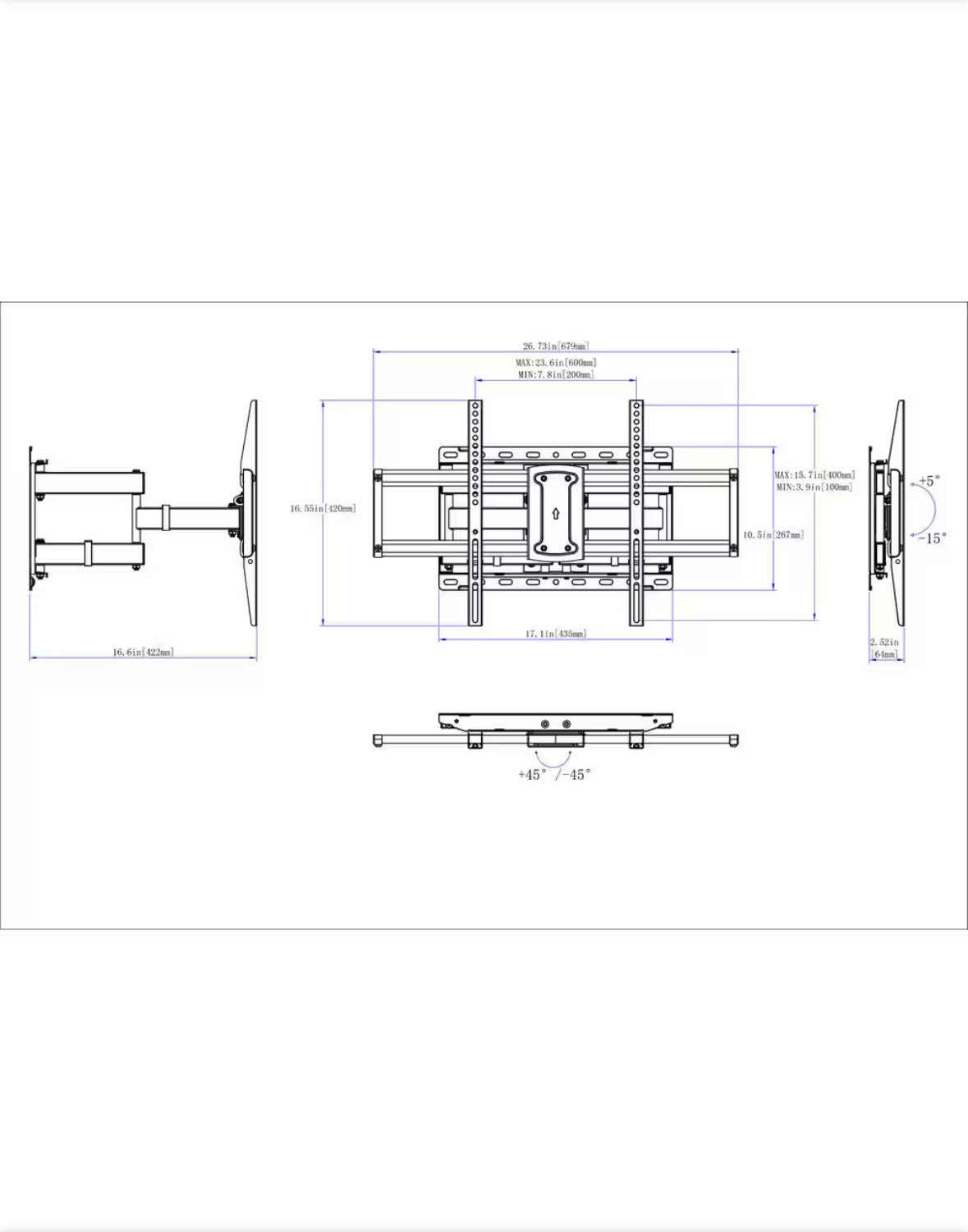 Full Motion TV Wall Mount for 32 in. to 90 in. TVs