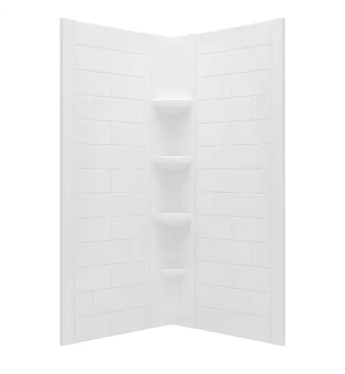 Ovation Curve 36 in. W x 72 in. H 2-Piece Glue Up Alcove Subway Tile Shower Walls in Arctic White