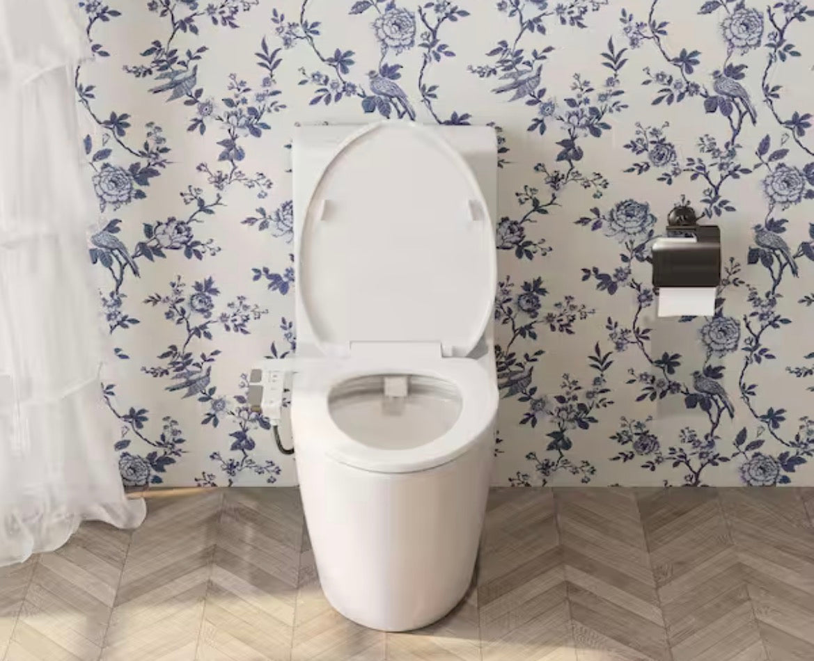 Luxury Slim Attachable Bidet System Bidet Attachment with Hot Water, Dual Retractable Nozzles, Knob Control in White