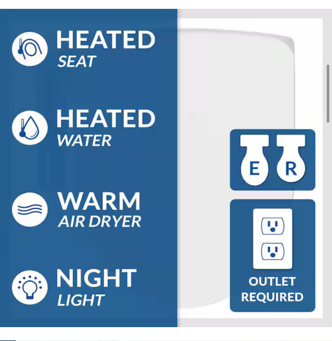 HD-7000 Electric Bidet Seat for Elongated Toilets in White with Fusion Heating Technology