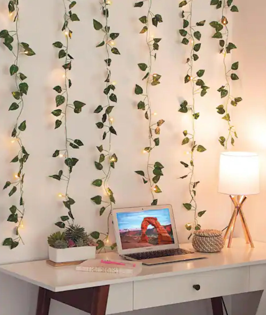 66-Light 3.5 ft. x 5 ft. Indoor Battery Operated Integrated LED Curtain Vine String Light