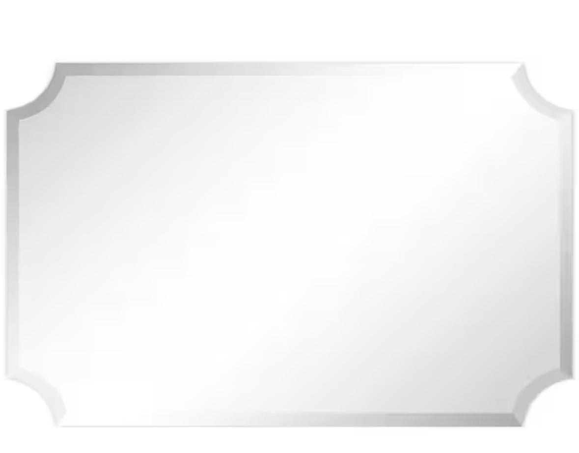 Frameless Rectangle Scalloped Beveled Wall Mirror(Product Width in.24 x Product Height in.36)