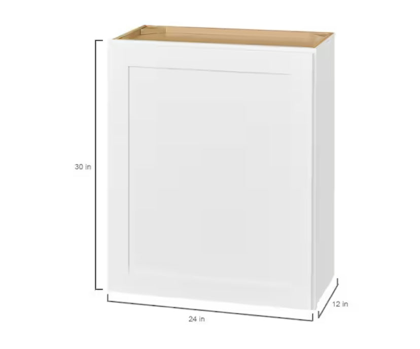 Avondale Shaker Alpine White Ready to Assemble Plywood 24 in Wall Kitchen Cabinet (24 in W x 30 in H x 12 in D)