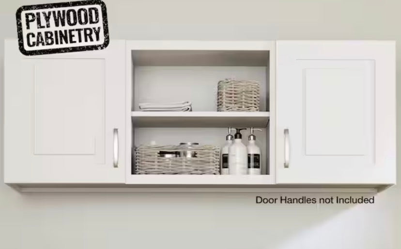 Greenwich Verona White 23 in. H x 60 in. W x 12 in. D Plywood Laundry Room Wall Cabinet with 3 Shelves
