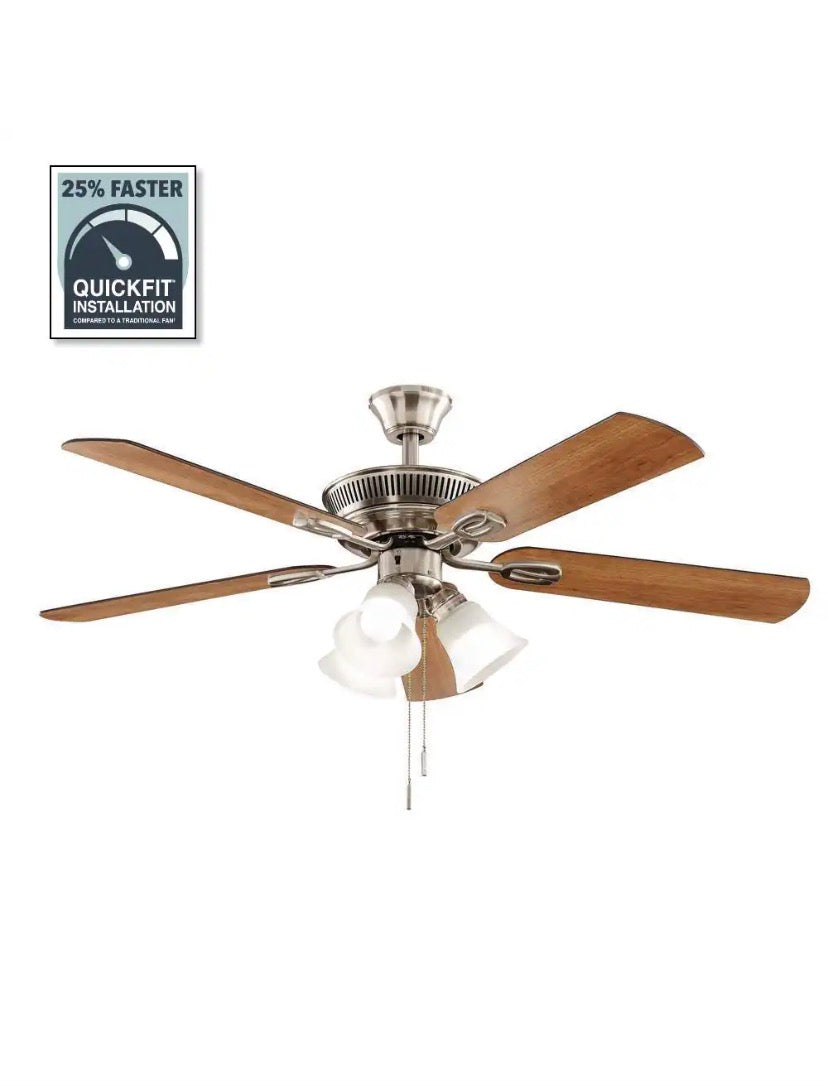 Glendale III 52 in. LED Indoor Brushed Nickel Ceiling Fan with Light and Pull Chains