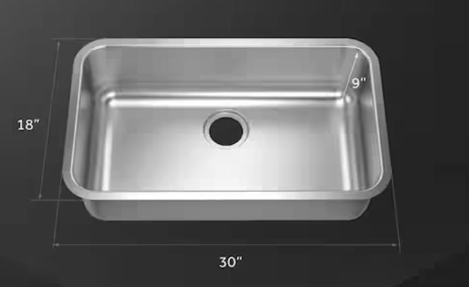 Builder 30 in. Undermount Single Bowl 18 Gauge Stainless Steel Kitchen Sink with Strainer