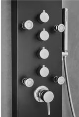 65 in. 8-Jet Shower Panel System in Space Gray Brushed Stainless Steel with Rainfall Waterfall Shower Head and Wand