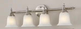 Olgelthorpe 29.8 in. 4-Light Brushed Nickel Bathroom Vanity Light Fixture with Bell Shaped Frosted Glass Shades