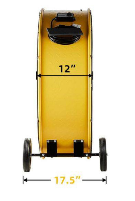 36 in. 2 Speeds Drum Fan in Yellow with Powerful 4/5 HP Motor, Commercial or Industrial Fan, Turbo Blade, Low Noise