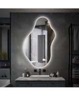 20 in. W x 36 in. H Asymmetrical Frameless LED Light Anti-Fog 3-Colors Dimmable Irregular Wall Mirror