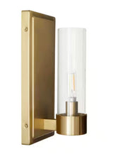 Closmere 5 in. 1-Light Brushed Gold Mid-Century Modern Wall Sconce with Clear Glass Shade