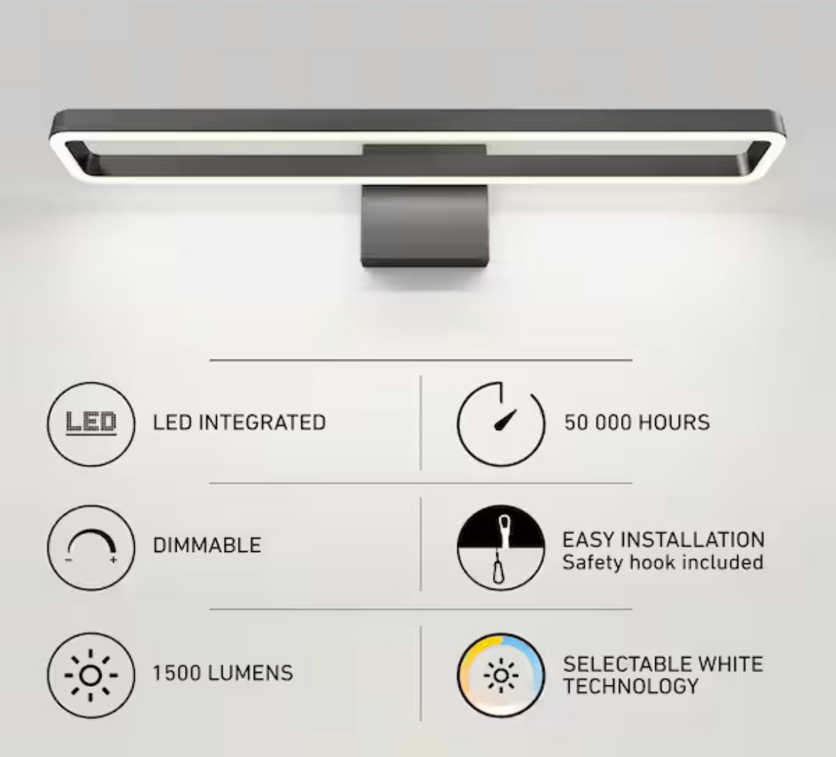 Hinge 27 in. 1 Light Black Modern Integrated LED 3 CCT Vanity Light Bar for Bathroom