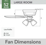 Alvarado 52 in. Indoor Matte Black Low Profile Standard Ceiling Fan with LED Lights Included