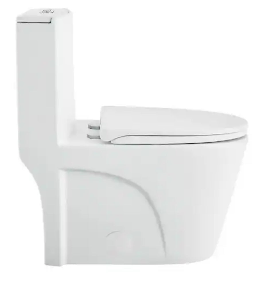 St. Tropez 1-Piece 1.1 GPF/1.6 GPF Dual Flush Elongated Toilet in Matte White Seat Included