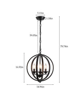 3-Light Black Farmhouse Globe Chandelier for Kitchen Island with no bulbs included