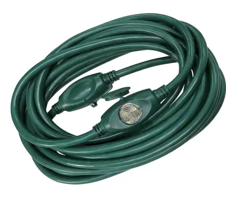25 ft. 14/3 3 Outlet Extension Cord, Green