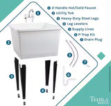 24.75 in. x 22.88 in. White Thermoplastic Freestanding Utility Sink with Chrome Finish Faucet