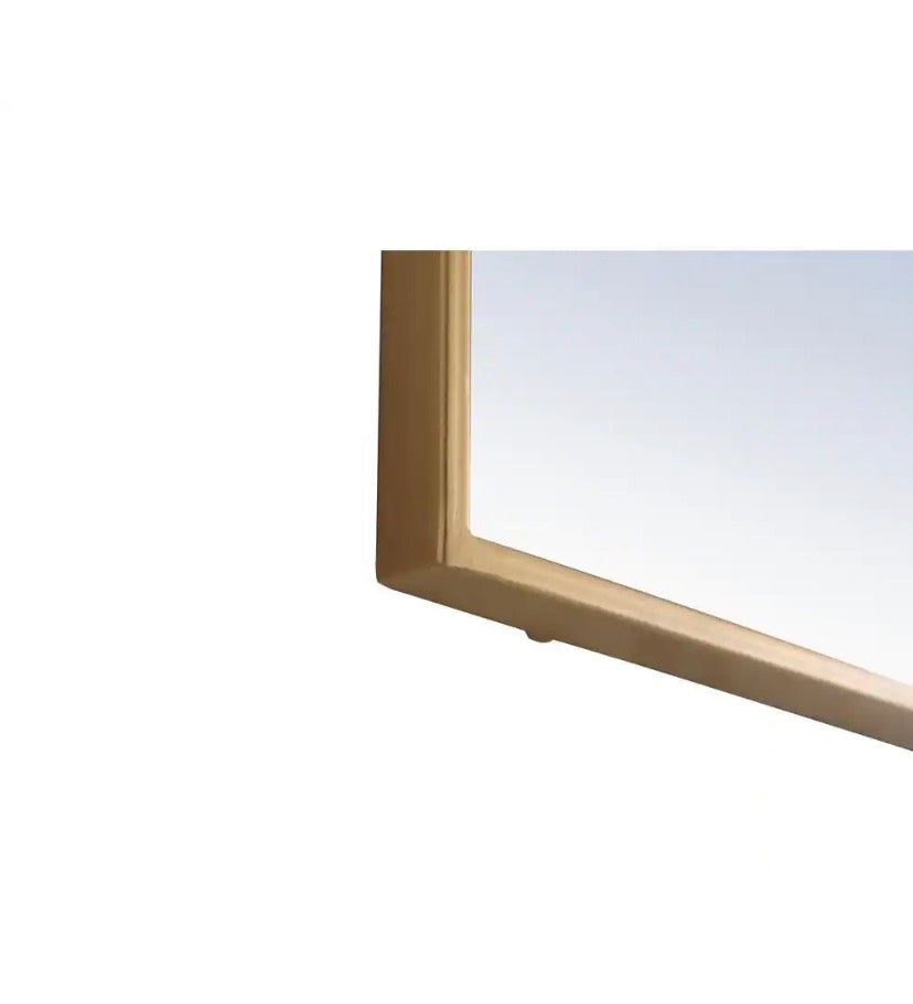 Timeless Home 30 in. W x 72 in. H x Contemporary Metal Framed Rectangle Brass Mirror