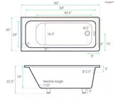 Voltaire 60 x 30 in. Acrylic Right-Hand Drain with Integral Tile Flange Rectangular Drop-in Bathtub in white
