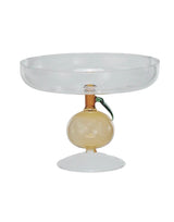 1-Tier Green and Amber Color Citrus Charm Glass Food Pedestal and Cake Stand