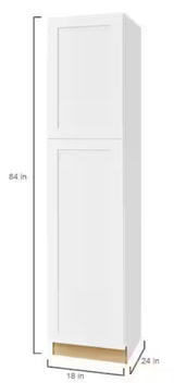 Avondale Shaker Alpine White Quick Assemble Plywood 18 in Pantry Kitchen Cabinet (18 in W x 84 in H x 24 in D)