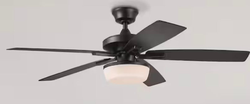 Gazebo IV 52 in. Indoor/Outdoor Matte Black Downrod Mount Ceiling Fan with Remote and Light Kit with 2-Bulbs. Included